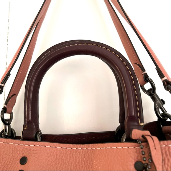 Coach Rogue 30 Melon Pink Coral Glovetanned Pebbled Leather Large Tote Bag - Picture 4 of 10